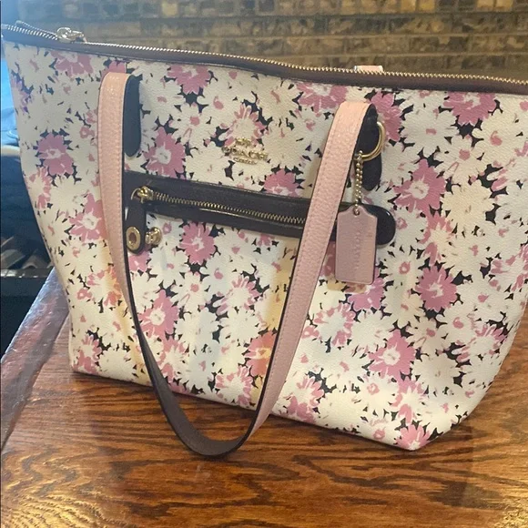 Coach Floral Tote Bag - Pink and White - Picture 1 of 5